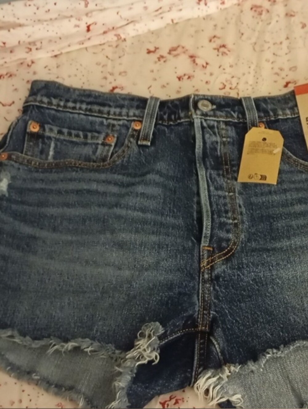 Levi's Blue Distressed Denim Cutoff Shorts